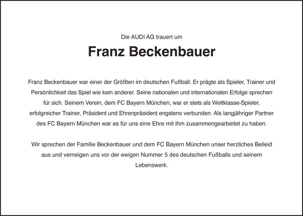 Die Aktuelle Gesundheitliche Situation Von Traueranzeige franz beckenbauer krank